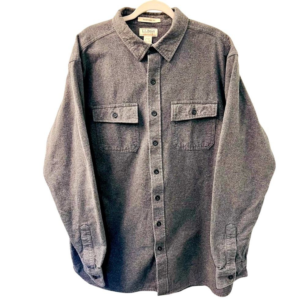 LL Bean Chamois Shirt Mens Traditional Fit Flannel Heavy Weight Sz XLT